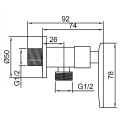 Quarter Turn Angle Valve Brass Body Wall Mounted